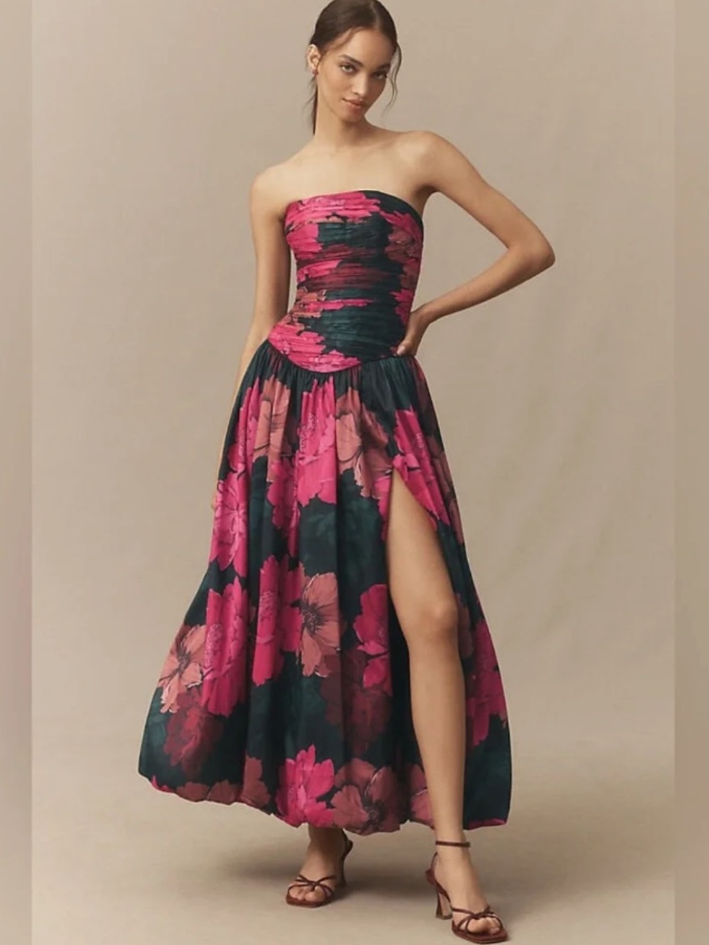 HUTCH Georgina Strapless Ruched Gown/Maxi Dress